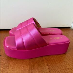 Mata Shoes Pink Satin Platform Slides